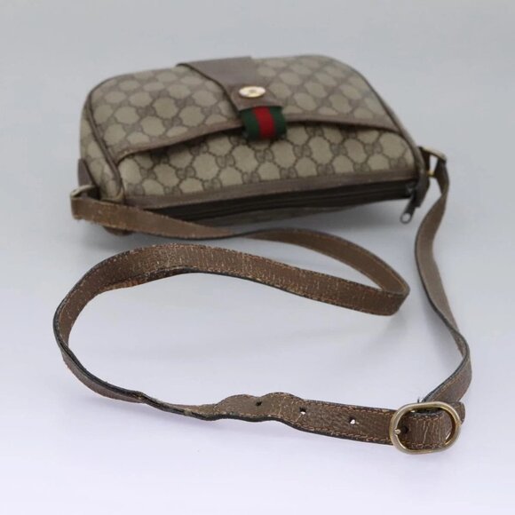 GUCCI Micro GG Supreme Web Sherry Line Shoulder Bag PVC Beige gold Auth 110383 - Picture 8 of 16